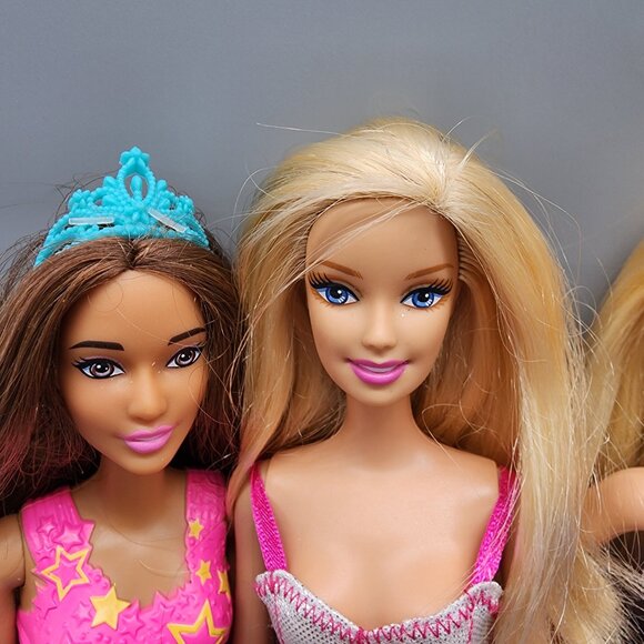 Mattel Barbie Dolls Lot of 4 Party Dresses 1999-2013 Rainbow Skirt Purple Orange - Picture 7 of 16